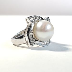 ⚫ Freshwater Cultured Pearl Sterling Silver Ring
